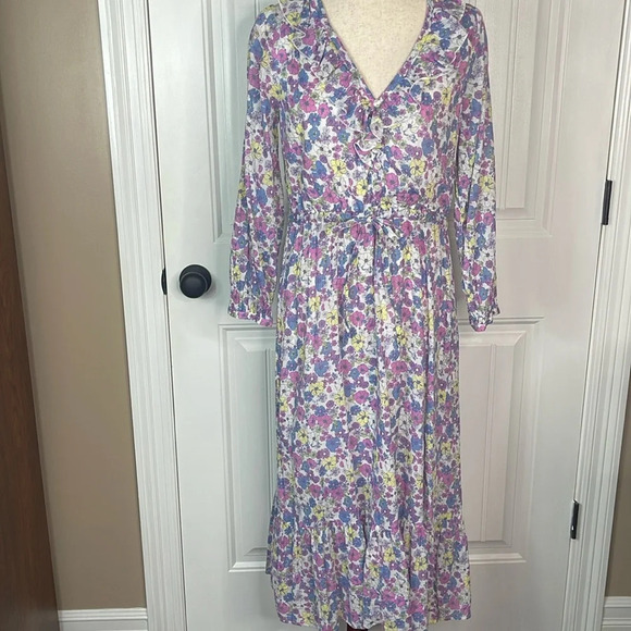 Modcloth Ruffling for Flowers Floral Midi Prairie Dress Size 6 - Picture 4 of 14